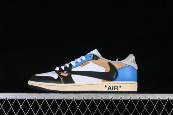 Nike Travis Scott x Air Jordan 1 Low OG Sneakers with Reverse Swoosh Design - XZ6868-006