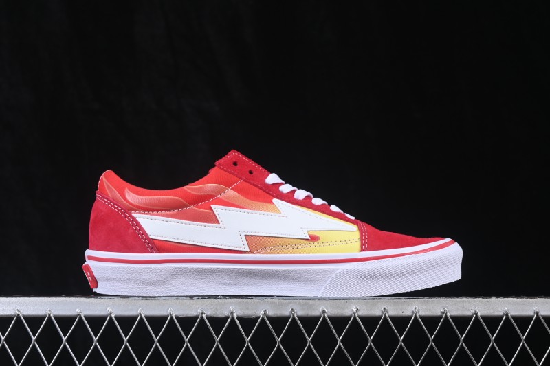 Revenge x Storm Old Skool Lightning Low-Top Skate Shoes Red Flame