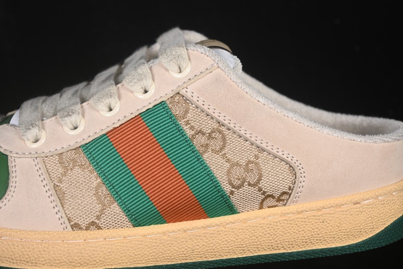 Gucci Screener Sneaker Pearl GG Pattern Flat Slipper Mule Shoes - 0YIA05380