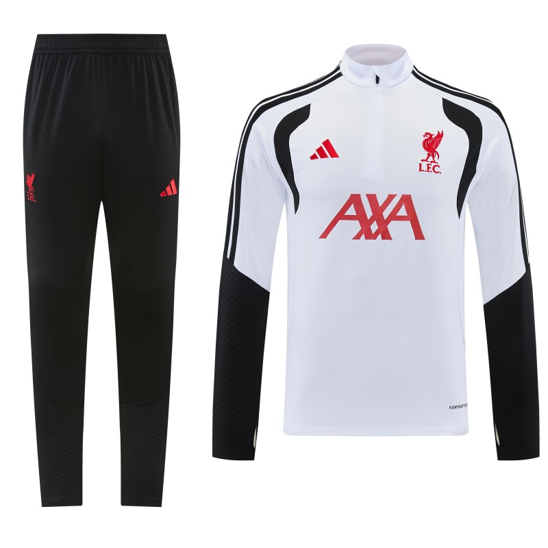 26/27 Liverpool White Half Zipper Jacket Tracksuit + Long Pants