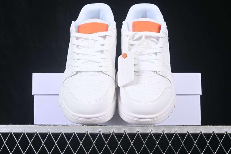 Off-White Out Of Office Low-Top Casual Sneakers in White with Orange Arrow - AJD4