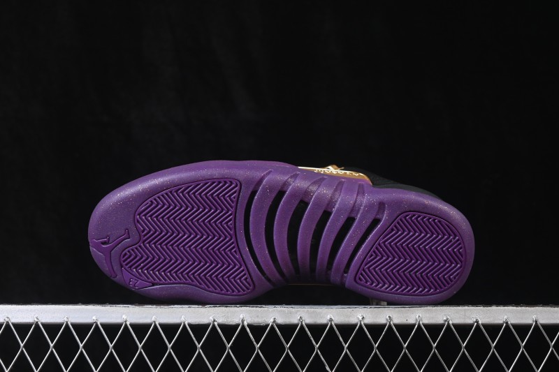 Nike Air Jordan 12 Retro Black Purple Gold Basketball Shoes - IW1218-098