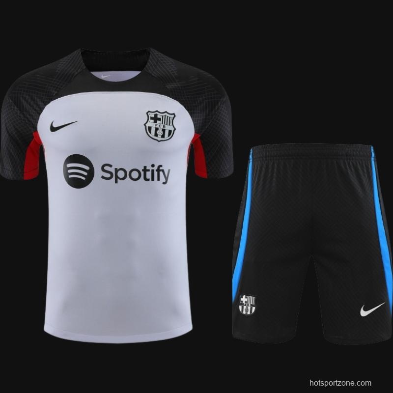 23-24  Barcelona Grey Black Short Sleeve Jersey+Shorts