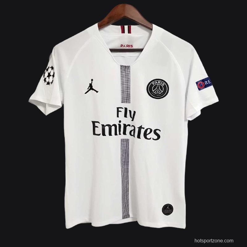 Retro 18/19 PSG Away White Jersey With Champions Patch