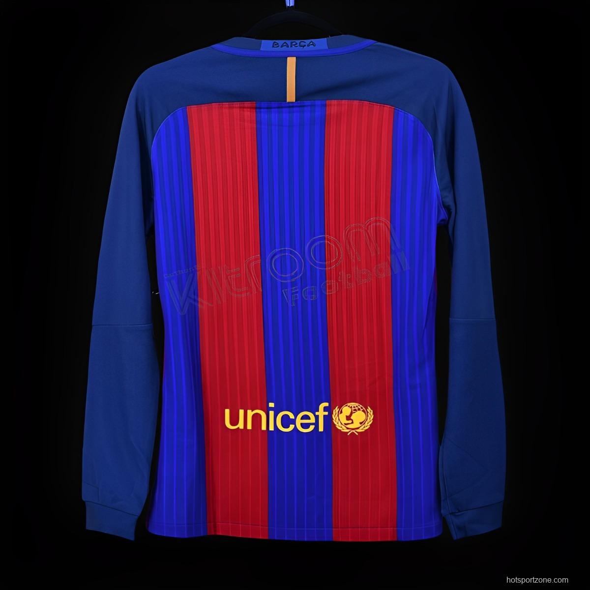 Retro 16/17 Barcelona Home Long Sleeve Jersey