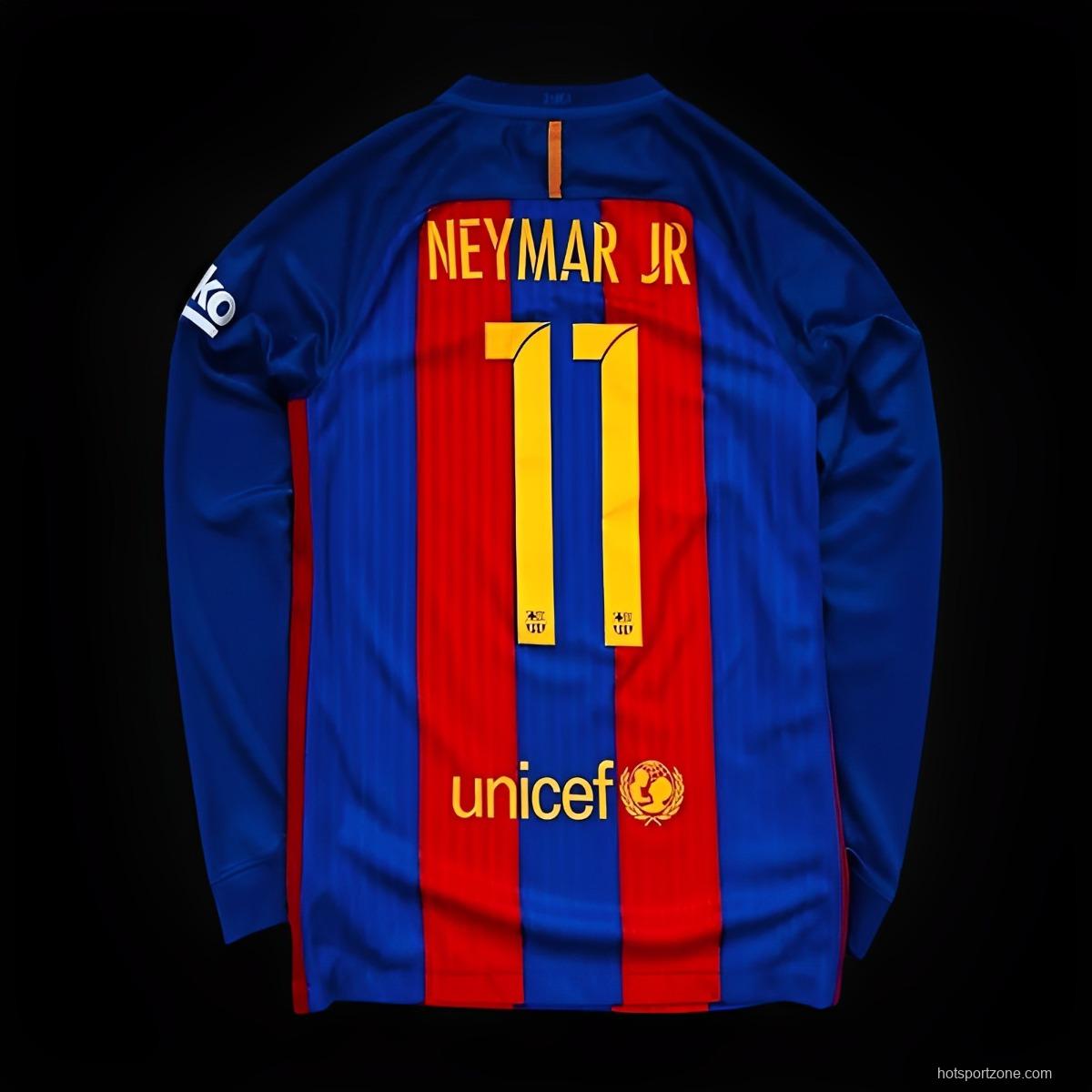 Retro 16/17 Barcelona Home Long Sleeve Jersey
