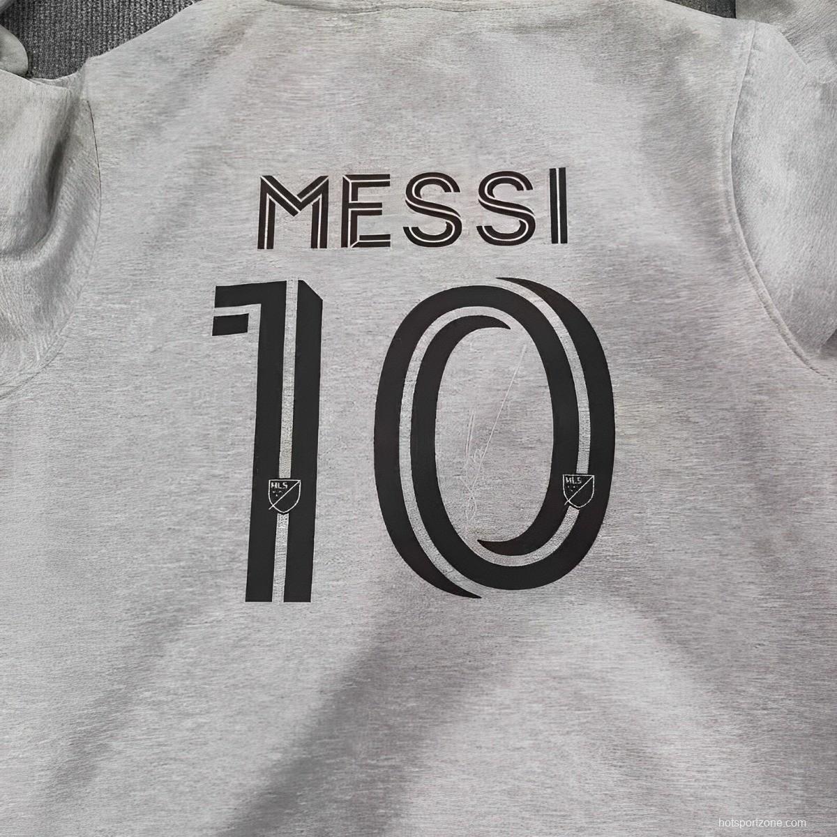 23/24 Inter Miami Grey Hoodie Jacket With Messi Signature