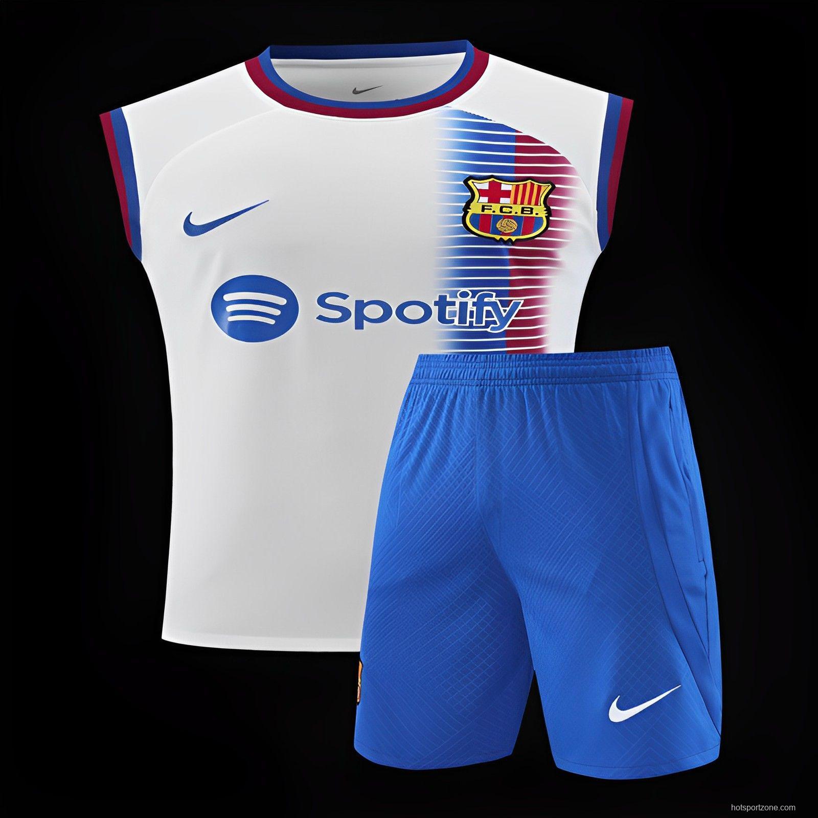 23/24 Barcelona White Vest Jeresy+Shorts