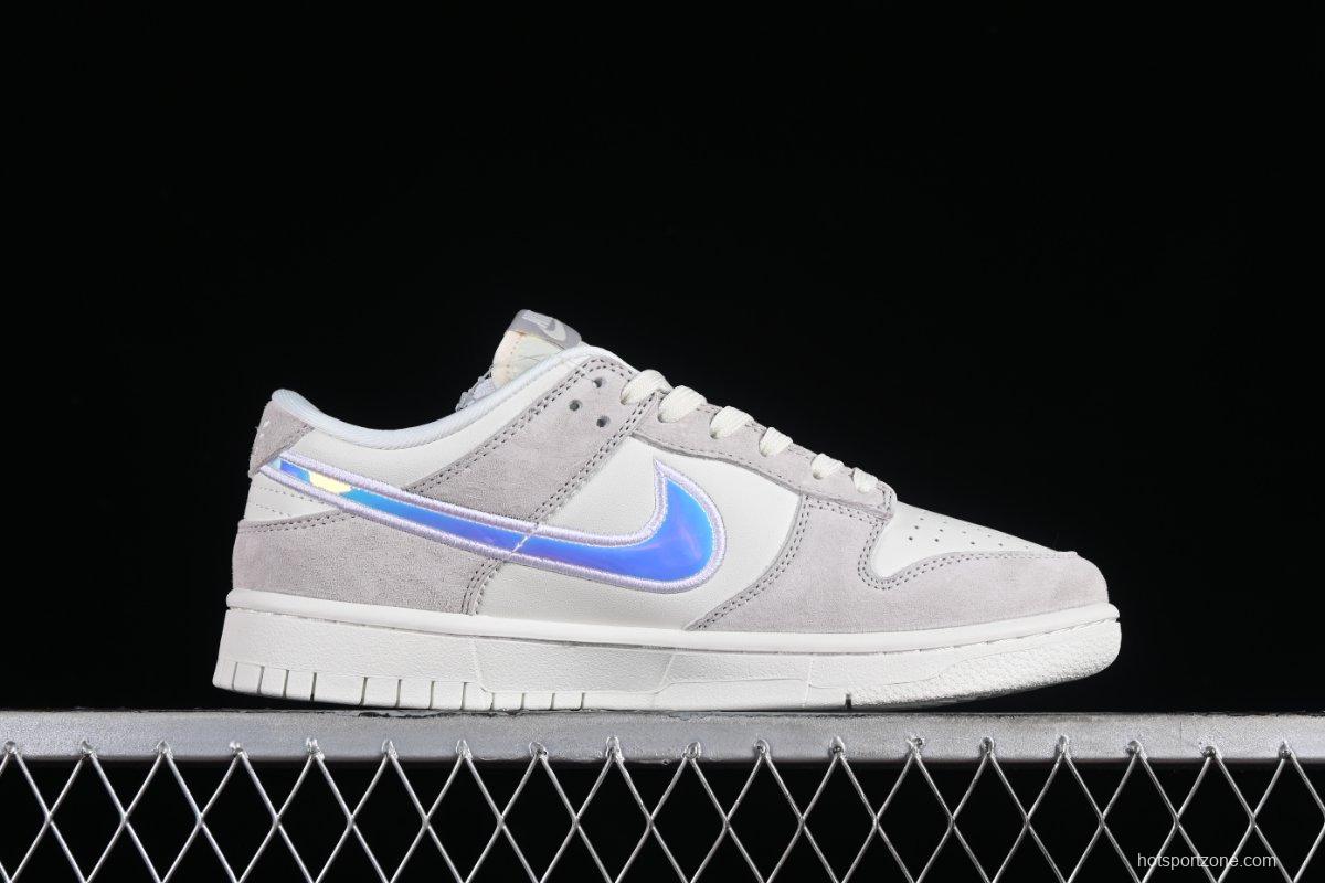 Nk Dunk Low "Iridescent Swoosh" Beige Rainbow SB Low-Top Sneakers