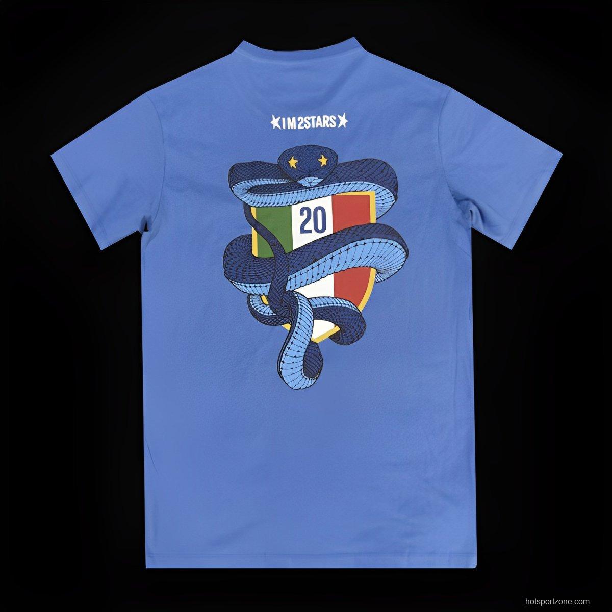 23/24 Inter Milan CAMPIONI D'ITALIA Blue T-Shirts With Snake Pattern