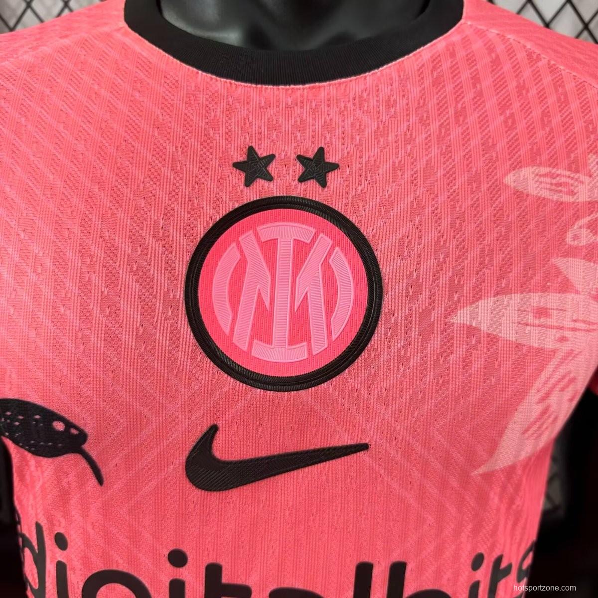 Player Version 25/26 Inter Milan Pink with Snake and Floral Pattern Jersey