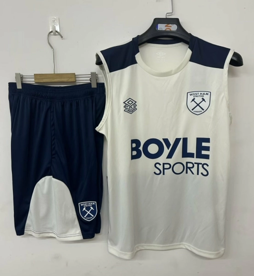 25/26 West Ham United Vest Jersey Beige+ Shorts