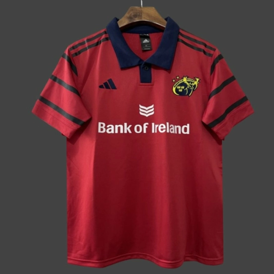 25/26 Munster Rugby Red with Navy and Grey Stripes Jersey