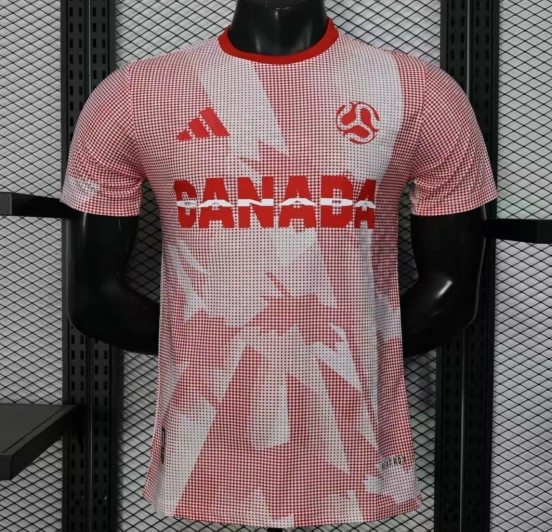 2025 Player Version  Canada Away White with Red Halftone Gradient Pattern World Cup Commemorative Jersey