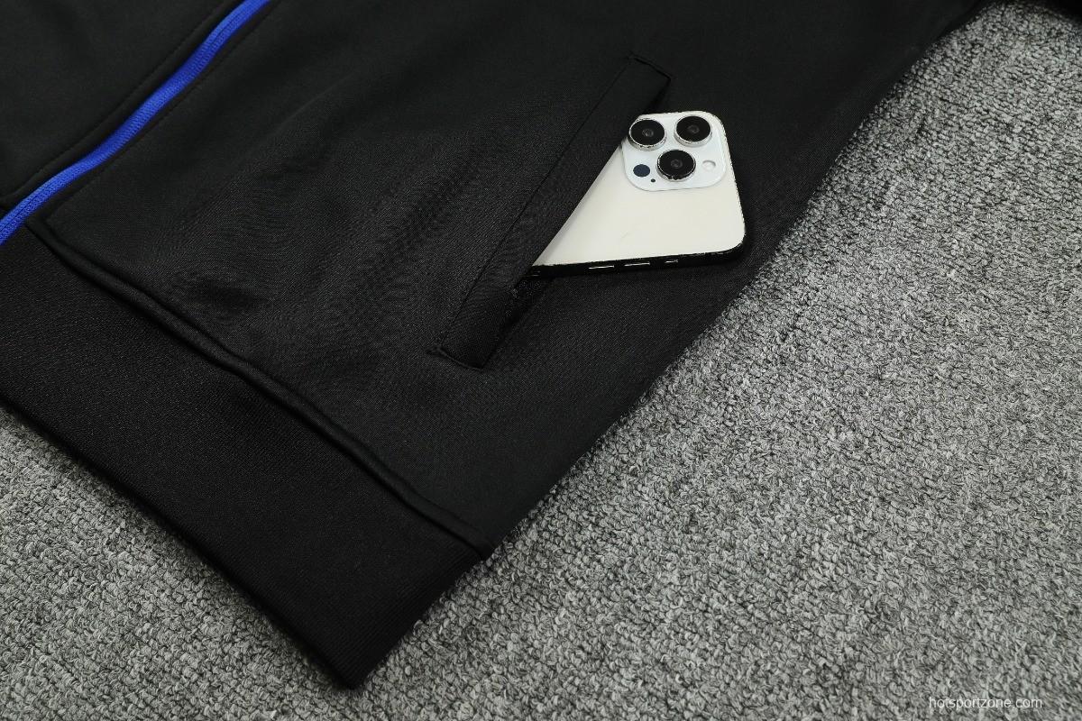 25/26 Chelsea Black with Blue Accents FULL Zipper Jacket Tracksuit +Long Pants