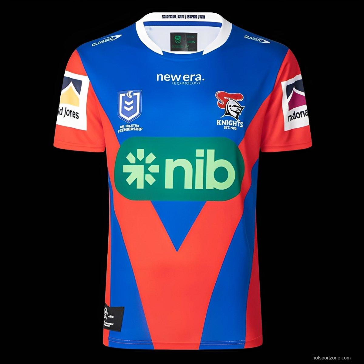 25/26 Newcastle Knights Blue and Red with Large Inverted Chevron Home Jersey
