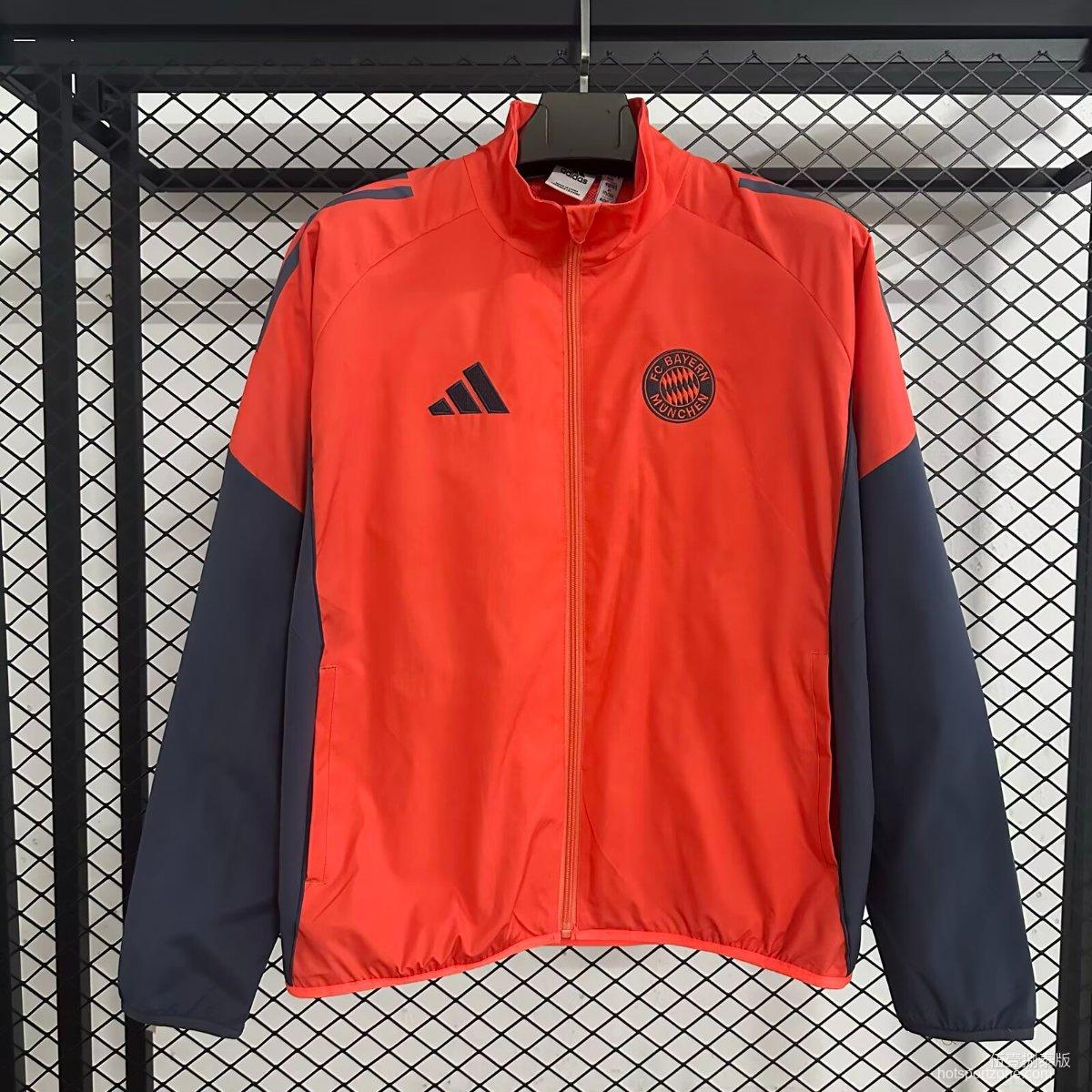25/26 Bayern Munich Orange Full Zipper Windbreaker