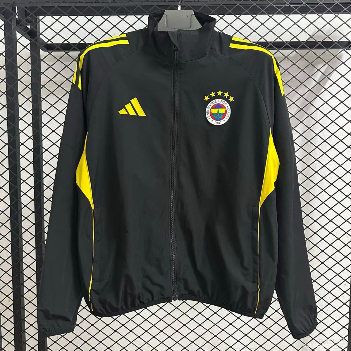 25/26 Fenerbahce Black Full Zipper Windbreaker