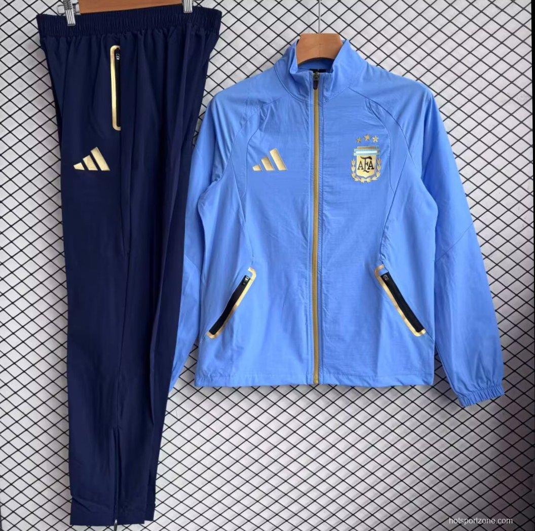2026 Argentina BLue Full Zipper Windbreaker + Long Pants