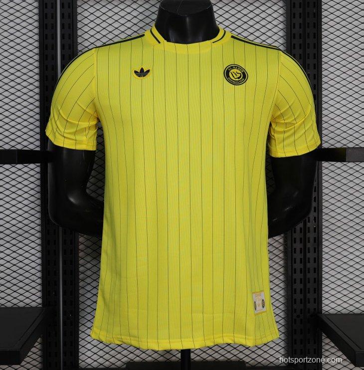 25/26 Player Version Al Nassr FC Yellow with Thin Black Pinstripes Jersey