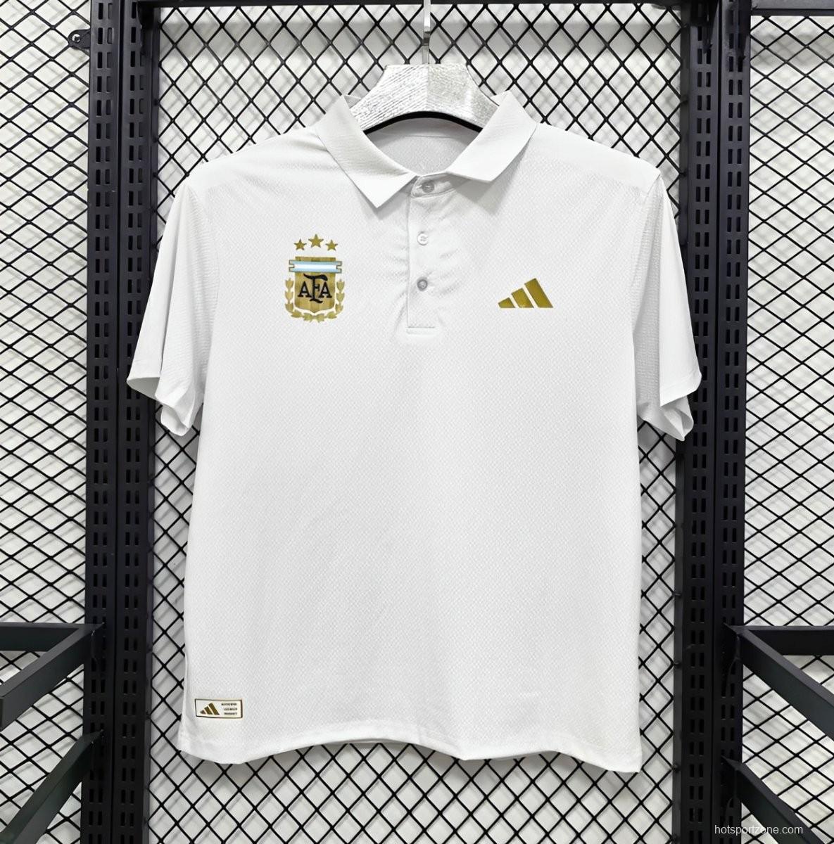 2026 Argentina White Polo Jersey