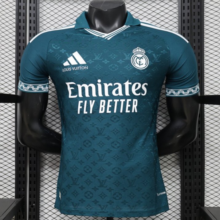 Player Version 2026 Real Madrid × Louis Vuitton Teal LV Monogram Adidas Collab Special Edition Jersey