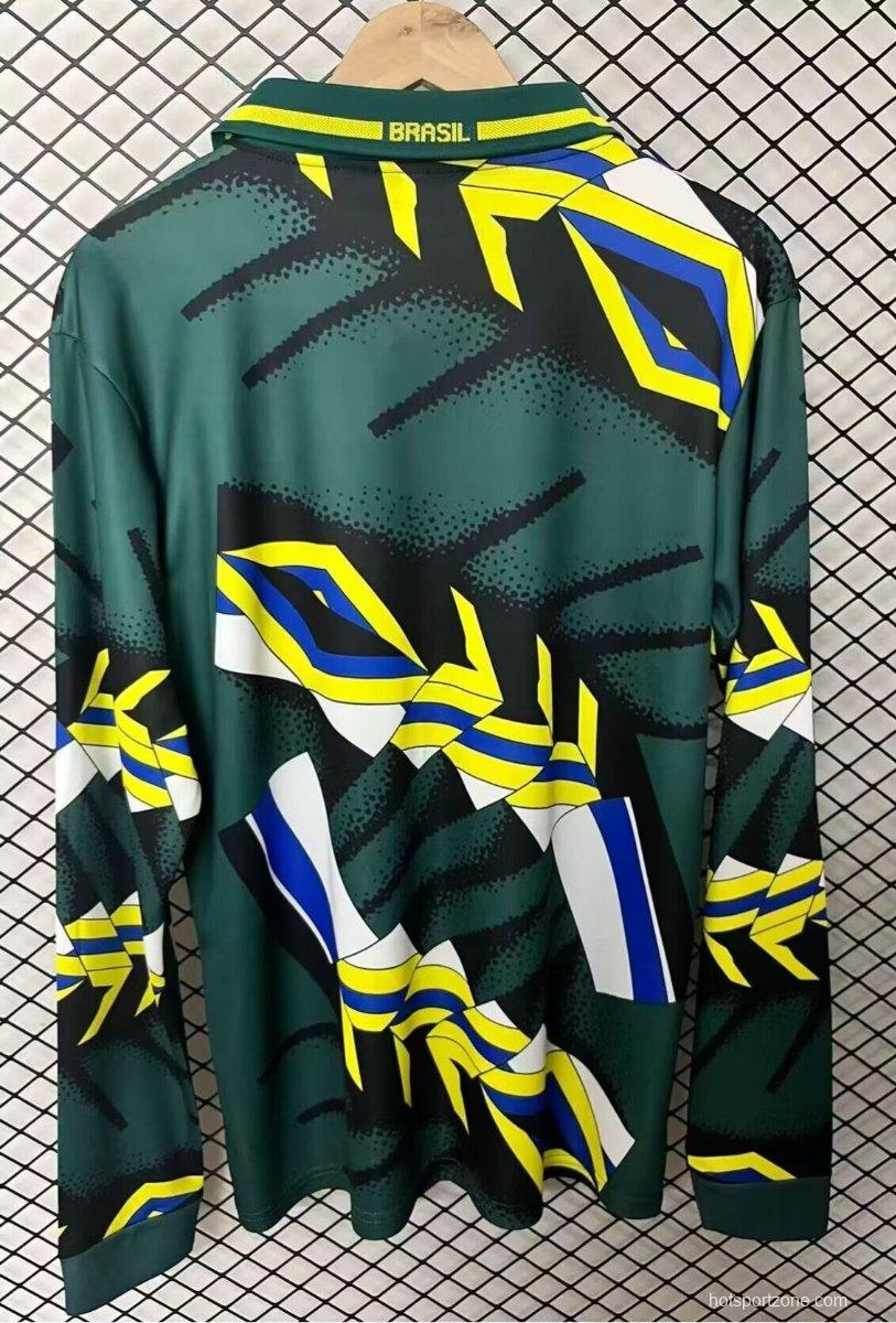 Retro 1994 Brazil Goalkeeper Green Long Sleeve Jersey