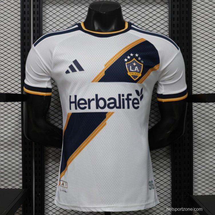Player Version 2026 LA Galaxy Home White with  Gold Diagonal Sash Jersey