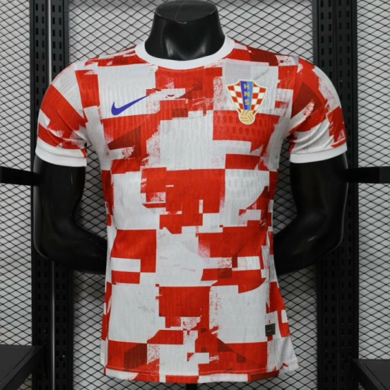 Player Version 2026 Croatia Home Red White with Checkerboard Pattern Jersey