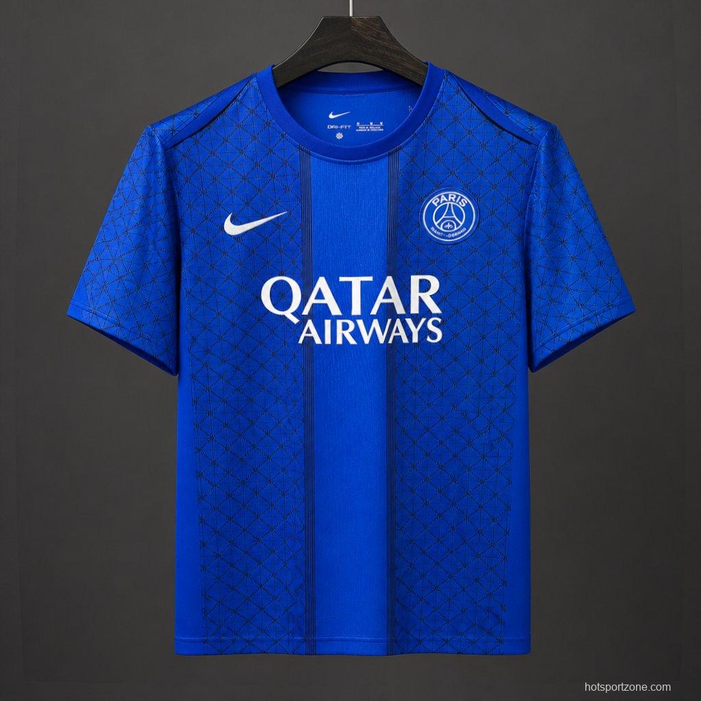 25/26 PSG Academy Pro Pre-Match Blue Paris Saint-Germain Geometric Pattern Pre-Match Jersey