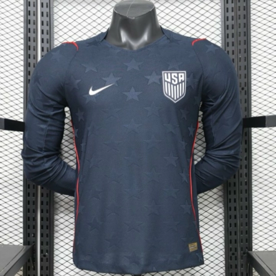 Player Version 2026 USA Navy Blue with Tonal Star  Long Sleeve Away Jersey
