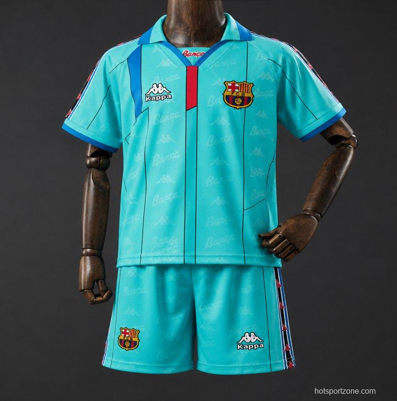 96/97 Kids Barcelona Away Retro Kit Jersey Size 16-28