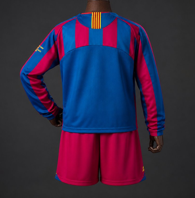 Retro Kids 05/06 Barcelona Home Long Sleeve Champion League Jersey