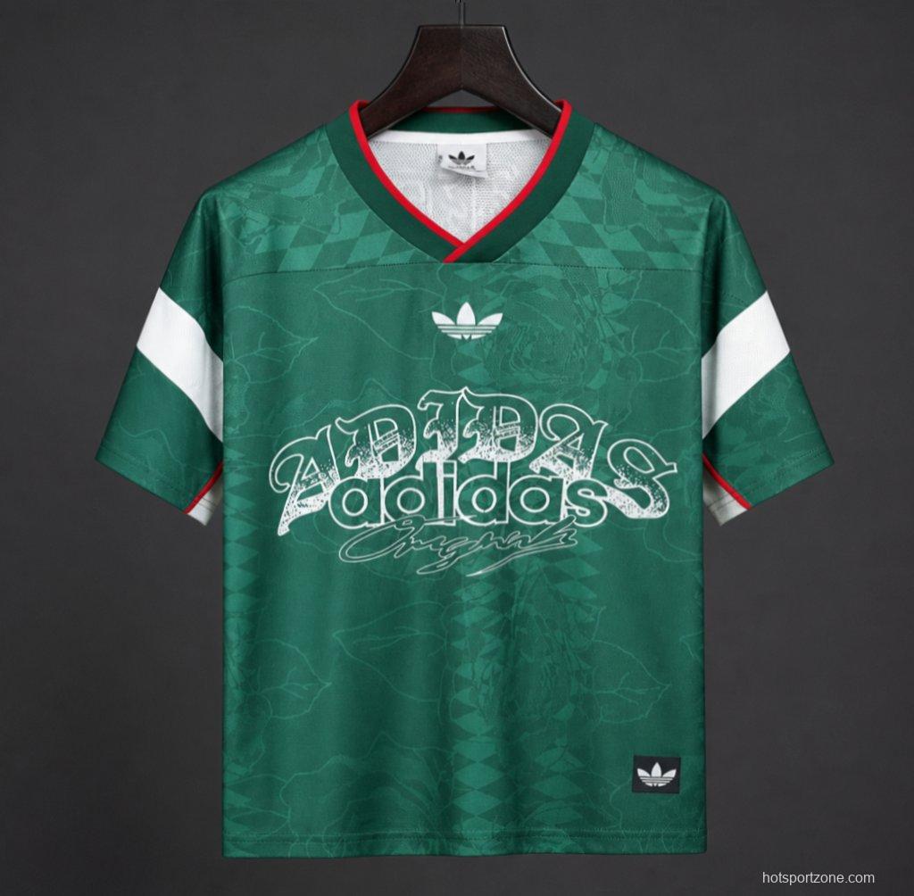 26/27 Adidas Originals Roses Mesh Green Vintage Style Jersey