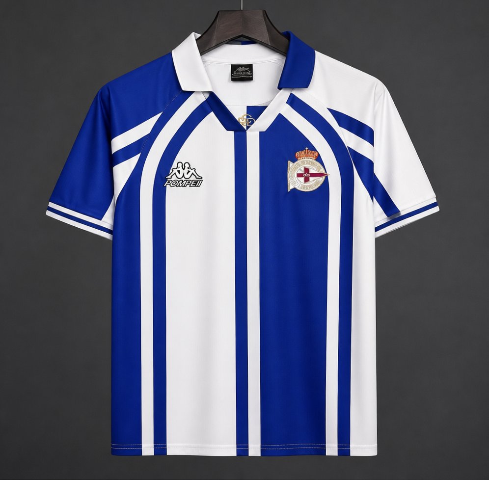 Retro  Deportivo La Coruña Blue & White Stripe Home Jersey