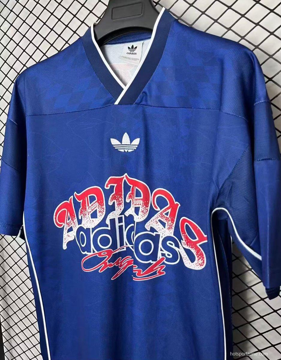 26/27 Adidas Originals Roses Mesh Blue Vintage Style Jersey