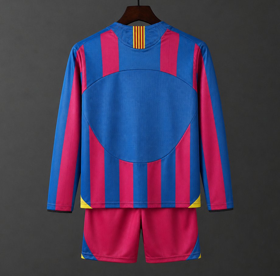 Retro Kids 05/06 Barcelona Home Long Sleeve UCL Jersey