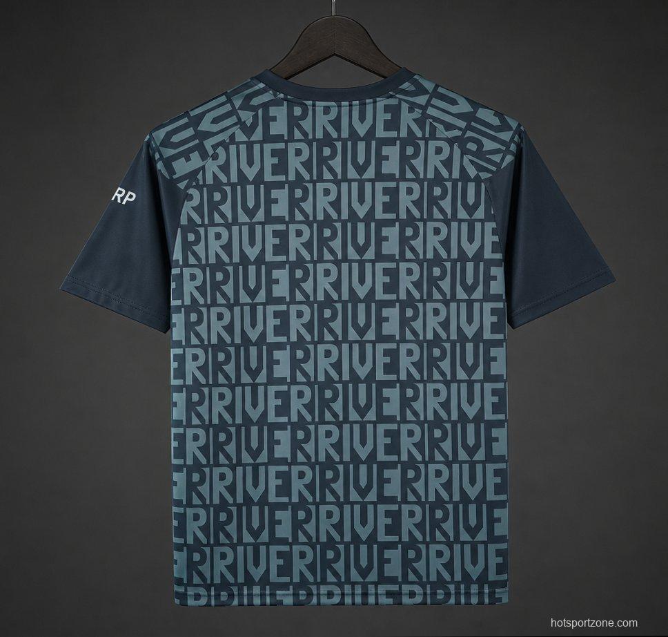 26/27 River Plate Pre-match Jersey With  Text "RIVER" Repeated Pattern