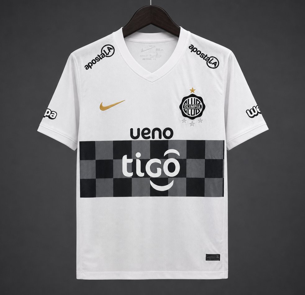 26/27 Olimpia Home White with Black Checkered Panel Jersey