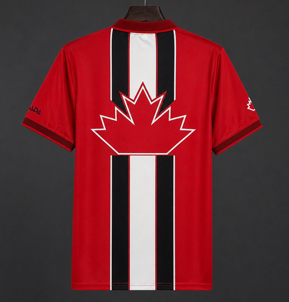 Retro 1997/98 Canada Red with Maple Leaf & Black/White Stripes Home Jersey