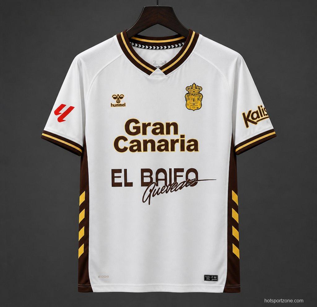 25/26 UD Las Palmas  Away White/Brown Jersey – Quevedo "El Baifo" Limited Edition