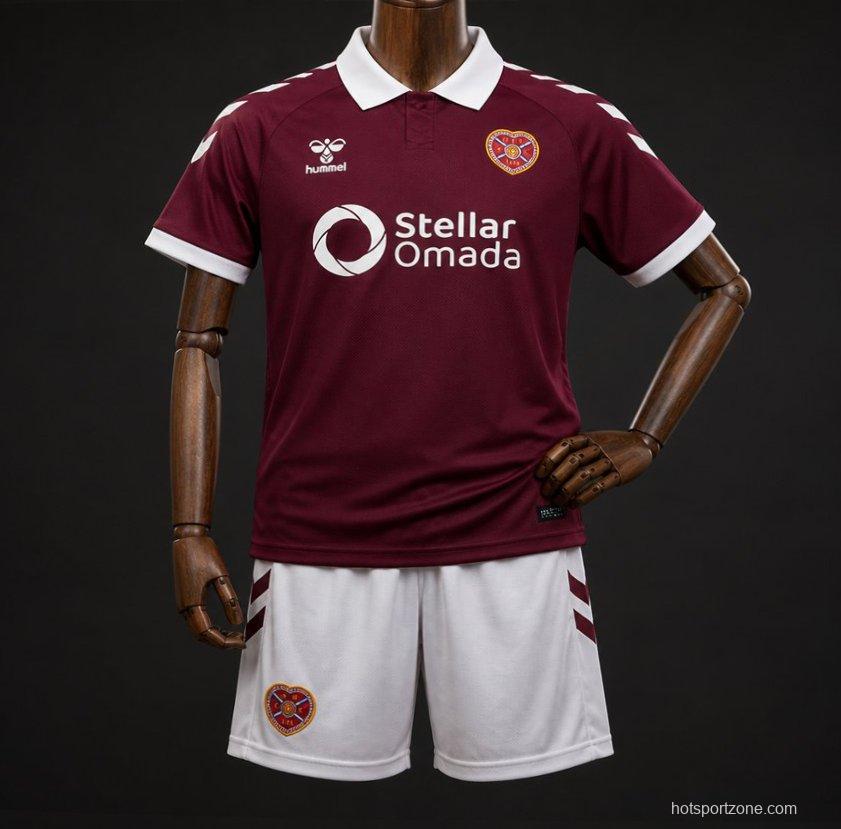 26/27 Kids Heart of Midlothian Maroon Home Jersey