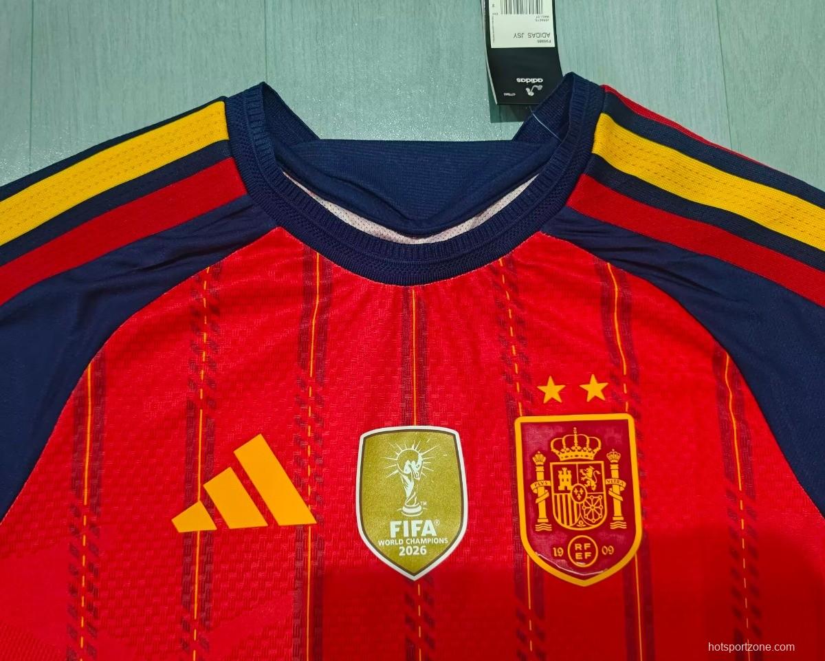 2 Star Player Version 2026 Spain Home Jersey With Champion Patch