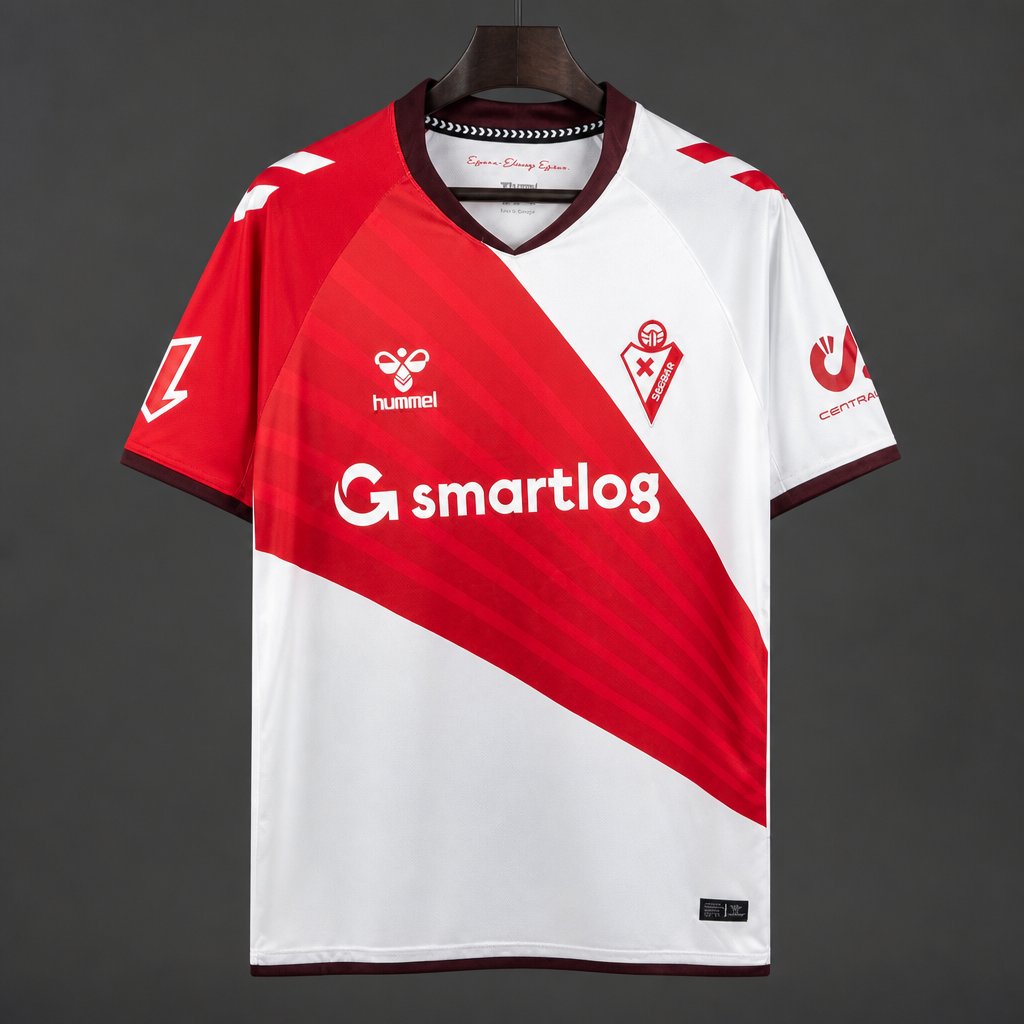 26/27 SD Eibar Red & White Diagonal Split Home Jersey