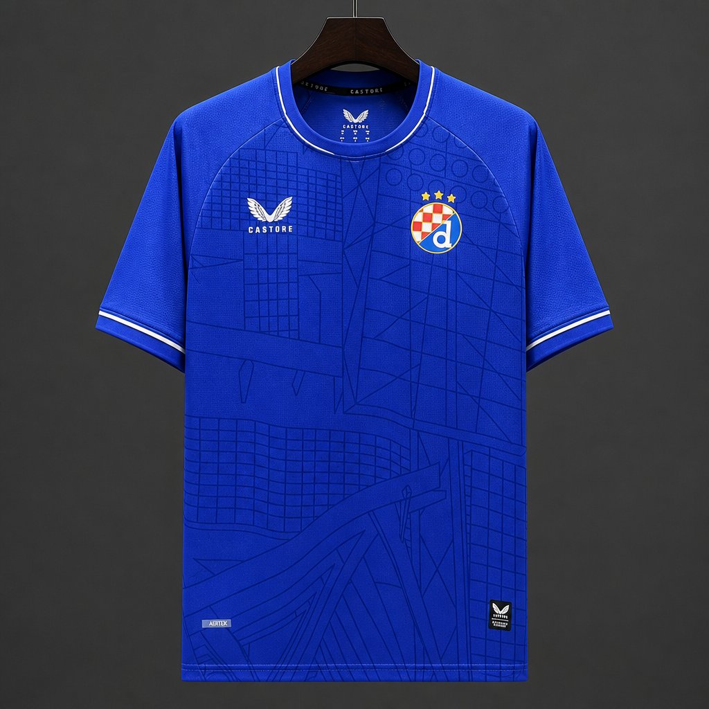 26/27 GNK Dinamo Zagreb Blue with Geometric Pattern Home Jersey