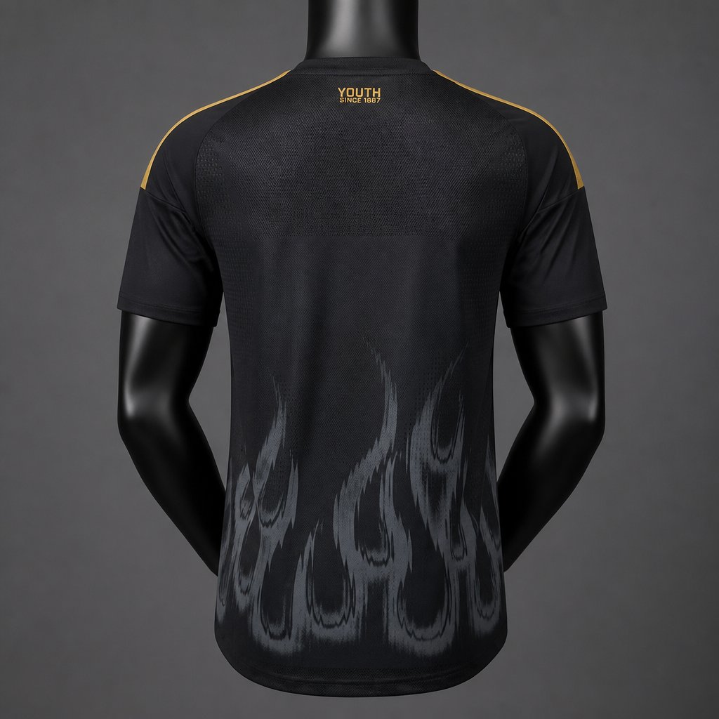 Player Version 26/27 Juventus Black & Gold with Flame Pattern Third Jersey